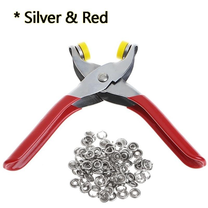 Thép không gỉ kim loại prong Ring Snap chốt bấm Studs plier 9.5mm 100 cái vòng Snap quần áo công cụ chế tạo