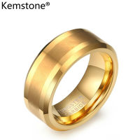 Kemstone Fashion Gold Plated 8MM Tungsten Steel Ring for Mens Jewelry Gift