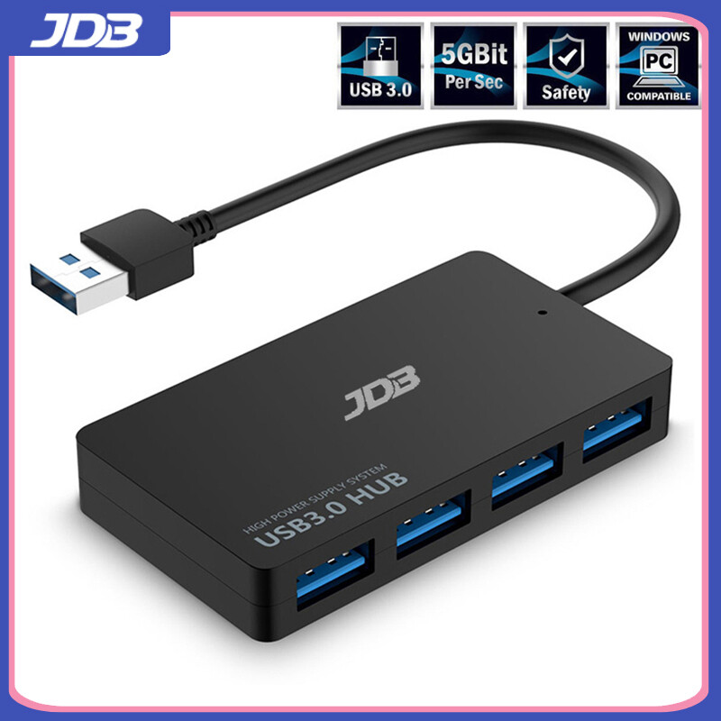 Bộ Chia USB 4 Cổng JDB, Bộ Chia USB Tốc Độ Cao Siêu Mỏng 3.0 Trung Tâm Dữ Liệu Mở Rộng Di Động Tương Thích Dành Cho Chuột, Bàn Phím, Surface Pro, XPS, PS4, Xbox One, Ổ Đĩa Flash, HDD Và Hơn Thế Nữa, Xám/16CM