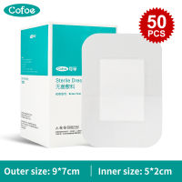 Cofoe 50pcs 9cm × 7cm Medical Sterile Wound Dressing Patch Breathable Dressing Gauze Pad Kit Self Adhesive Wound Band Aid Transparent Film Plaster First Aids Tape Bandage Stickers Set