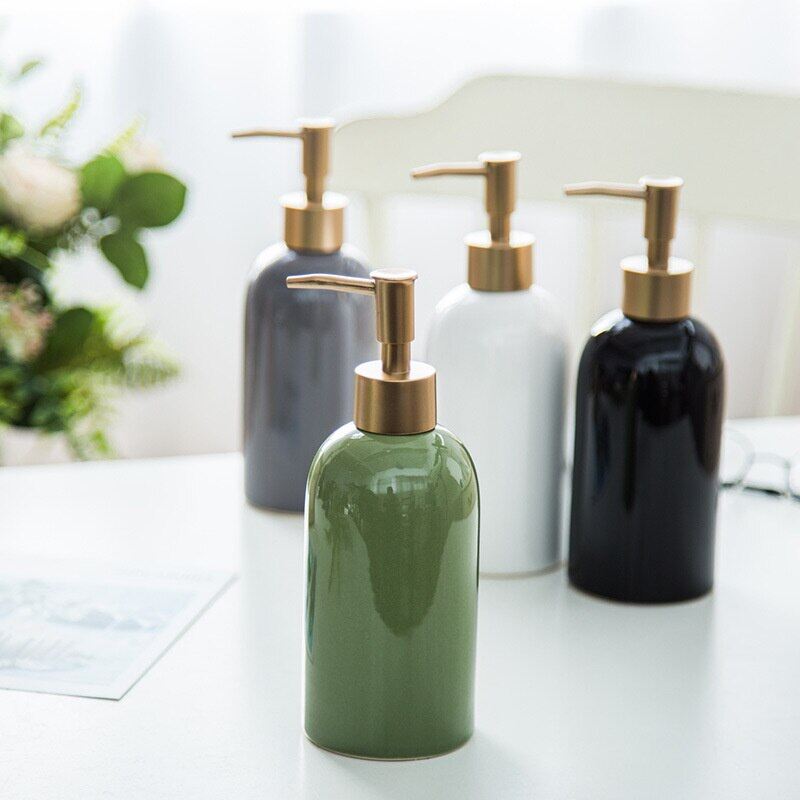 Bình đựng xà phòng phòng phòng tắm 420ml bình đựng dầu gội gia dụng bình chia ngăn độc đáo phòng tắm bằng gốm đựng xà phòng lỏng vòi hoa sen