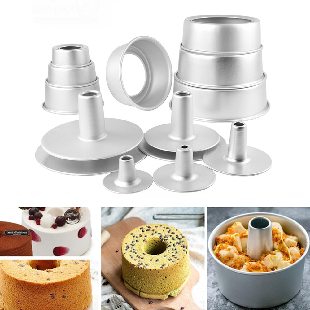 4 Inch/5 Inch/6 Inch/8 Inch Ba Trong Một Ngắn Tròn Rỗng KHUÔN NHÔM Lõi-Kéo Chiffon Hoạt Động Bánh Mold4/5/6/8 Inch Hợp Kim Nhôm Tròn Không-Dán Khuôn Nướng Bánh Đáy Có Thể Tháo Rời