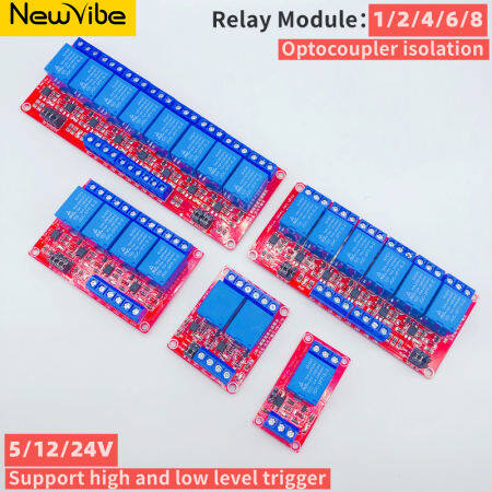 Relay Module 1 2 4 6 8 Channel 5V 12V 24V Relay Module Board Shield with Optocoupler Support High and Low Level Trigger for Arduino