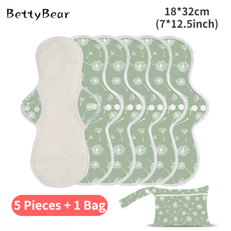 Betty Bear 5 Pieces + 1 Bag 32cm Reusable Sanitary Pads for Women Elderly