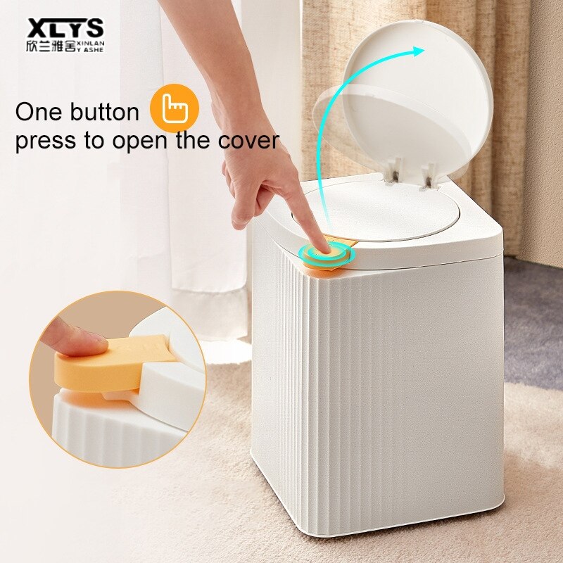 XINLANYASHE trash bin trash bin in the kitchen Small desktop waste bin for living room, plastic matt surface, solid, durable, plastic waste bin. Press bin with lid, double thick desktop waste bin for home use with lid, bedroom paper basket. - ยี่ห้อ XINLANYASHE ราคา 226 บาท*ส่งฟรี