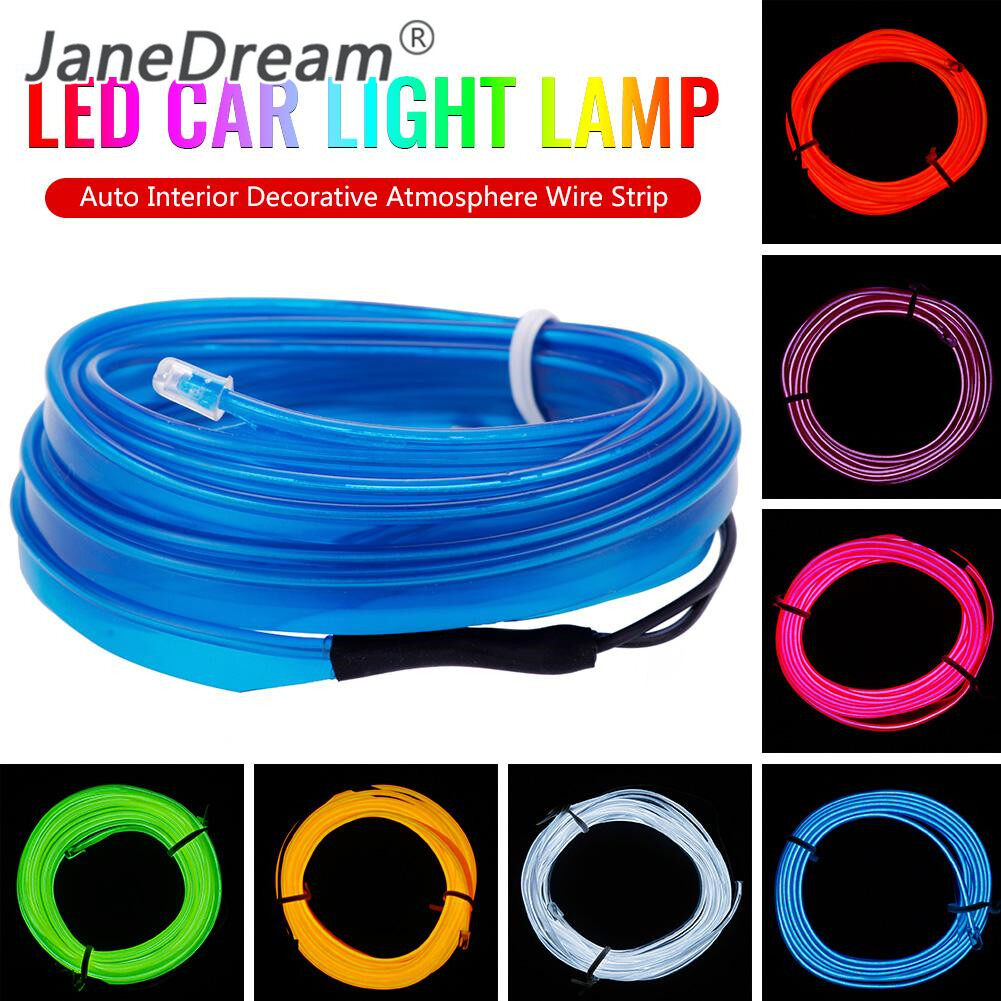 JaneDream, Dải Đèn LED Tự Động Tạo Không Khí Cho Nội Thất Xe Hơi 2M, Dây Ống Dây EL Ánh Sáng Linh Hoạt