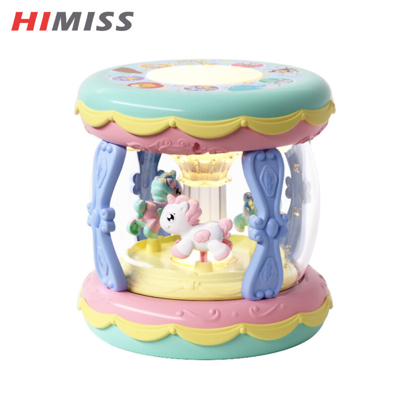 Himiss RC bé tay trống Merry-Go-round có thể sạc lại đa chức năng Đồ chơi âm nhạc Đồ chơi giáo dục sớm cho 0-12 tháng
