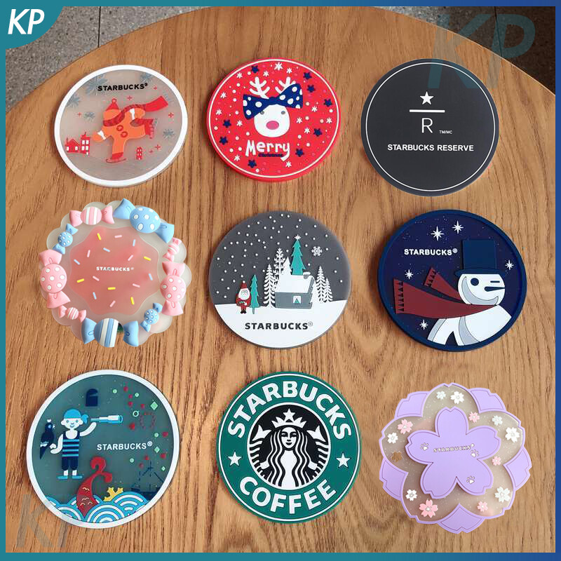 Đế Lót Ly Starbuck Giá Để Cốc Cà Phê Phong Cách Ins Chống Trượt Gấu Dễ Thương Bằng Silicon Hình Hoa Anh Đào, Sáng Tạo