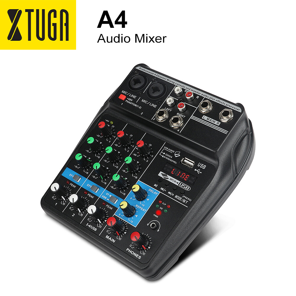 A4 4 Kênh Trộn Âm Thanh Âm Thanh Trộn Âm Có Bluetooth USB Ghi Nguồn Phantom 48V Màn Hình Con Đường Plus Hiệu Ứng sử Dụng Cho Gia Đình Âm Nhạc, đảng, Sân Khấu Âm Thanh Ghi Âm, Phát Sóng Trực Tiếp