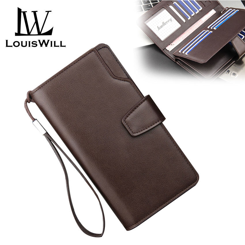 LouisWill Men Wallets Bags Fashion PU leather Long Wallet Business Wallets PU Clutch Zipper Wallets 