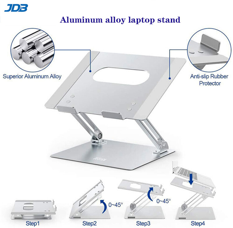 Giá đỡ máy tính xách tay điều chỉnh 10 cấp jdb, xách tay hợp kim nhôm máy tính xách tay đứng giá đỡ máy tính xách tay chống trượt có thể gập lại dành cho máy tính xách tay 10-17inch