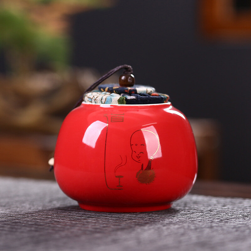 [Chất Lượng Cao, Giao Hàng Nhanh] Hộp Đựng Trà Nhỏ Bằng Gốm Đỏ Trung Quốc Bể Chứa Kín