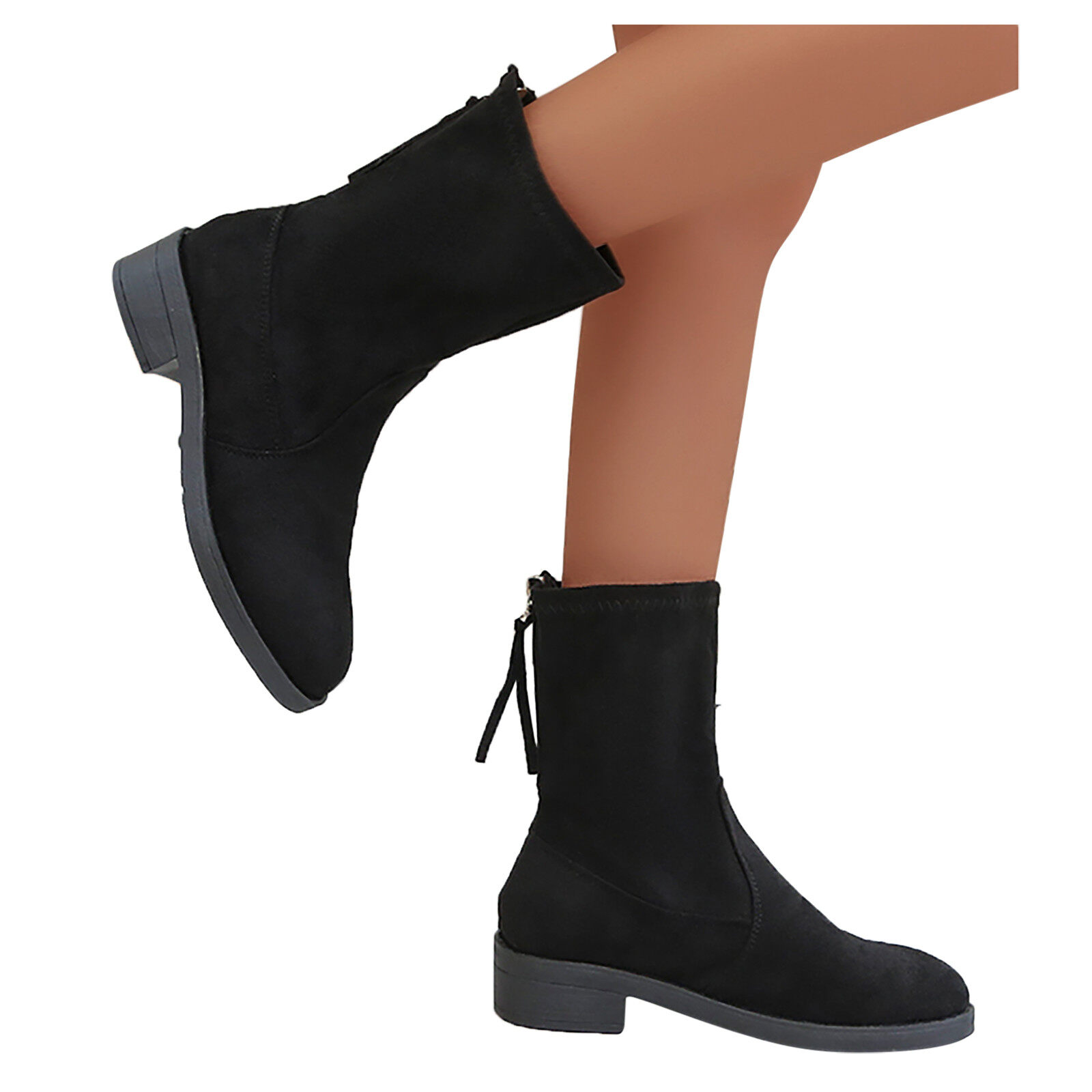 Bốt Tròn Giày Nữ Cổ Điển Hở Ngón Ngoại Cỡ Vải Nhung Băng Bó Ngắn Giày Bốt Nữ Cho Nữ 2022 12