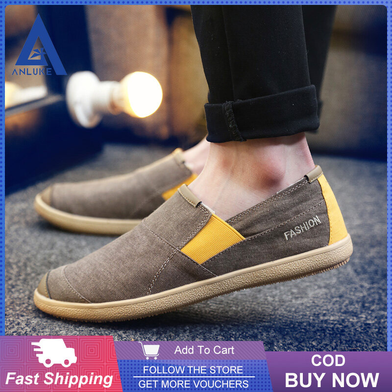 Giày Nam Anluca Vải Lanh Thời Trang Trượt Trên Giày Lười Giày Đế Bằng Giản Dị Giày Cho Nam Giày Vải Cổ Điển Giày Vải Denim
