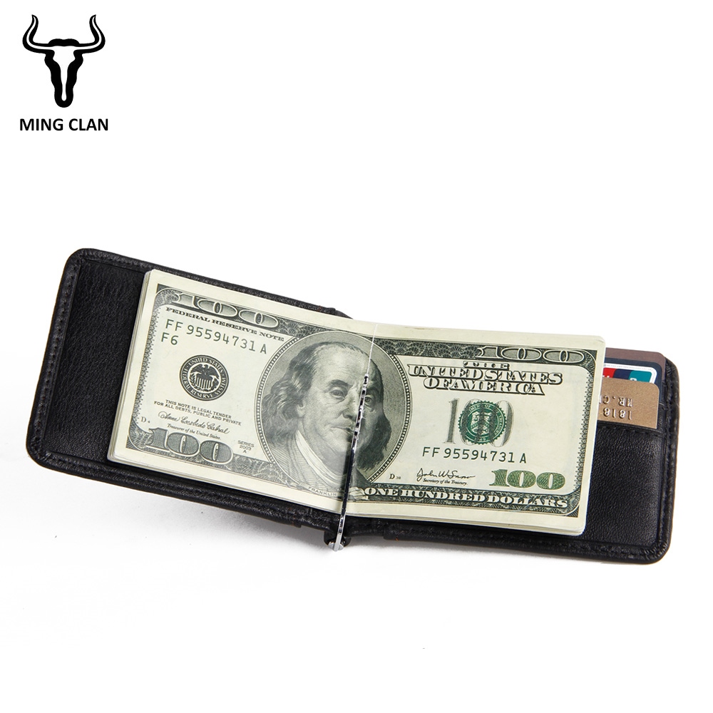 【Layor wallet】 Mingclan Slim Brand Men Women Money Clip Small Wallet Genuine Leather Bifold Male Purse Billfold Credit Card Holder