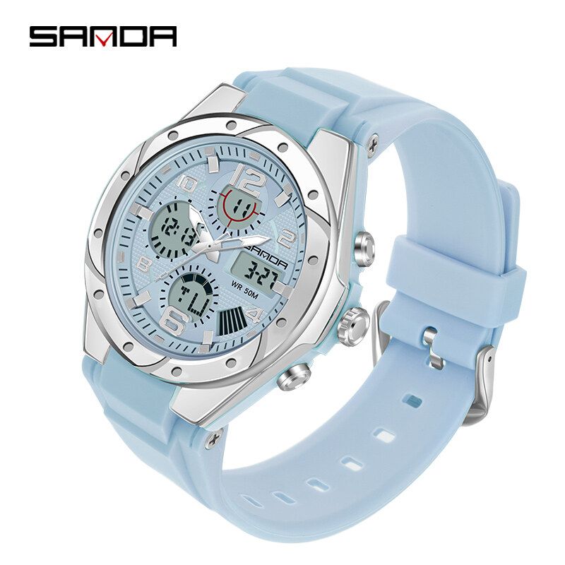 Sanda Ladies Watch Trendy Fashion Outdoor Sports Multifunctional Waterproof Electronic Watch 6062-9 ราคา 280 บาท*ส่งฟรี