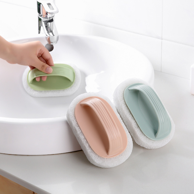 Bàn chải làm sạch bằng bọt biển bàn chải gạch có tay cầm bàn chải làm sạch nồi bát đĩa bồn tắm nhà bếp phòng tắm dụng cụ làm sạch truy cập
