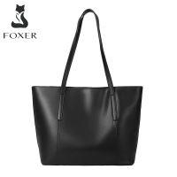 FOXER Womens Handbags Split Leather Commute Casual Totes Large Capacity Office Lady Shoulder Bags Female Top Handle Bag