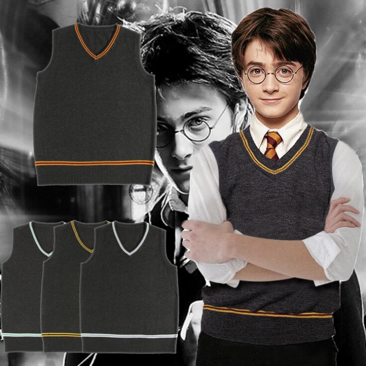 Harry Potter Áo len cổ chữ V Gryffindor nở vá lavenclaw Slytherin cosplay