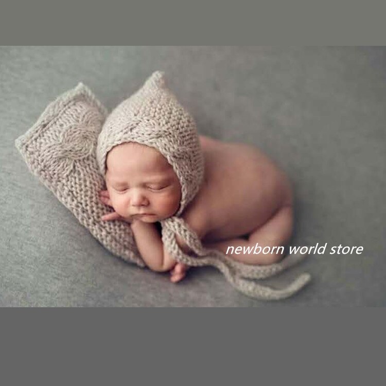 hot newborn photography props cotton yarn hats and pillow