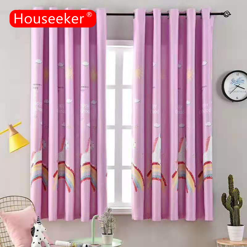 Rèm Che Nắng Hình Kỳ Lân Hoạt Hình Houseeker Rèm Cửa Sổ Sẵn Sàng Rèm Che Nắng, Rèm Chống Nắng Đục Lỗ Hoàn Thiện