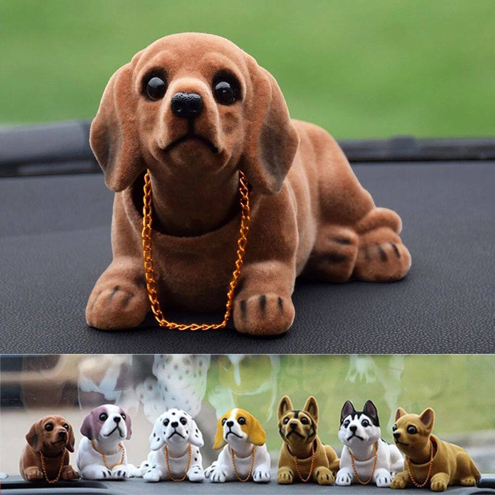PINGERE Đồ dùng trong nhà Trang trí ô tô Trang trí trên bàn Husky chăn cừu Beagle Búp bê con chó con đang ngủ gật Shake Head Dog Trang trí cho chó ô tô Mô phỏng ô tô con chó