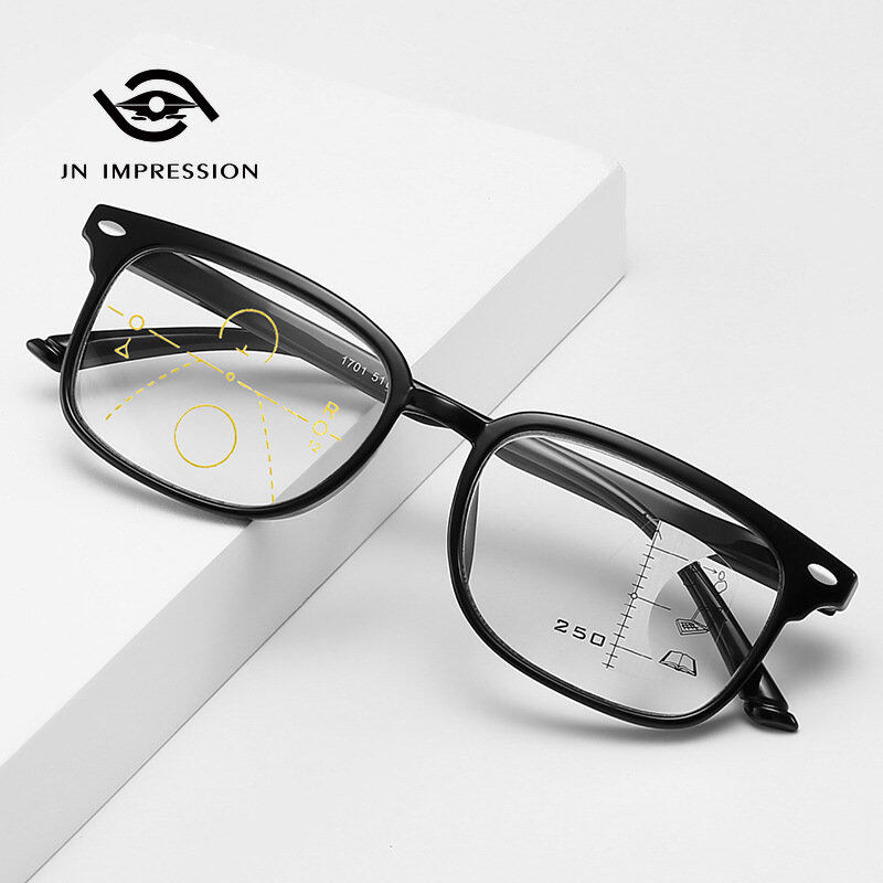  JN IMPRESSION Kính Viễn Thị Đa Tiêu Cự Tiến Bộ Chống Ánh Sáng Xanh Thoải Mái Retro Mới Kính Ngoại Cỡ Gọng Lớn Cho Cả Nam Và Nữ + 1.0,+ 1.5,+ 2.0,+ 2.5,+ 3.0,+ 3.5 