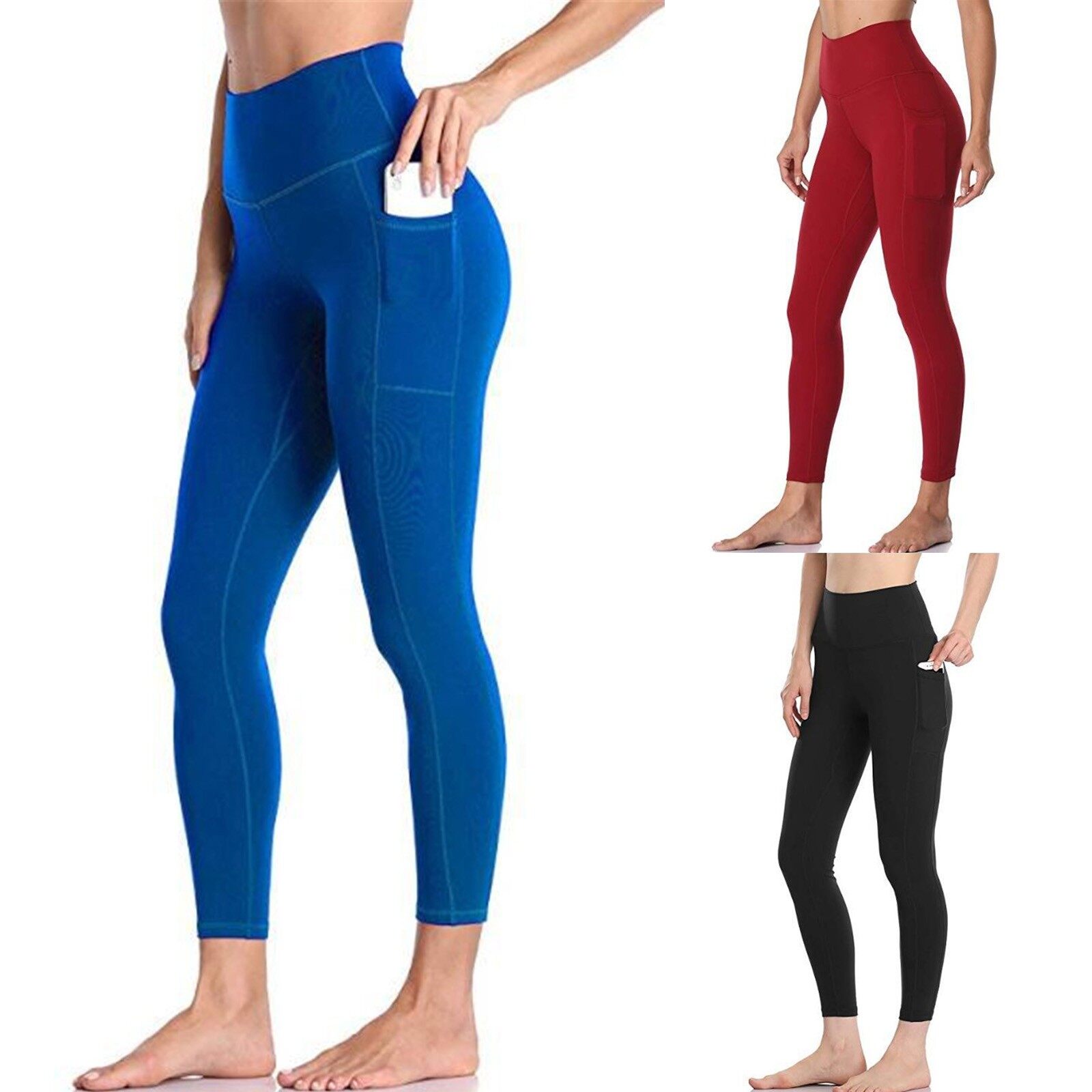 Hàng có sẵn Quần Thể Thao Túi đồng màu Quần legging nữ Quần yoga dài tập