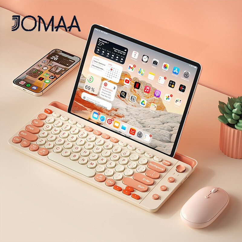 Jomaa bộ bàn phím cho bàn phím máy tính xách tay và chuột bàn phím không dây bàn phím bluetooth store khe cắm thẻ 2.4g usb không dây + bàn phím bluetooth cho pad điện thoại máy tính xách tay máy tính để bàn có thể sạc lại bàn phím bluetooth với giá đỡ