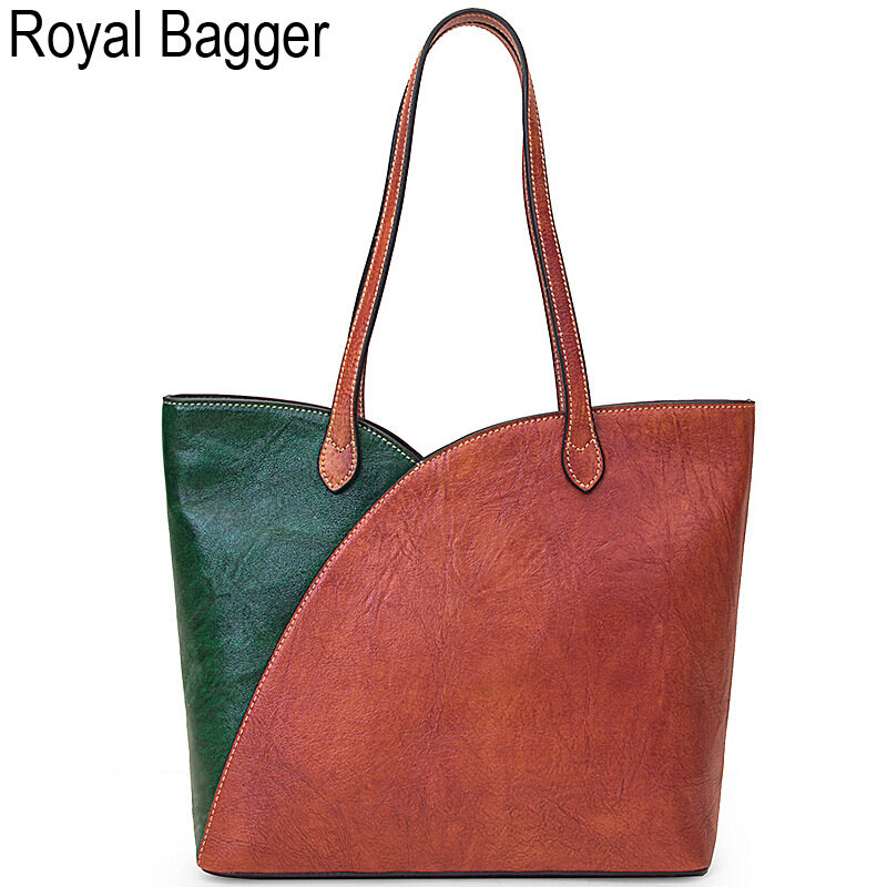 Túi Tote Da Bò Thật Royal Bagger Túi Xách Cho Mẹ Cổ Điển Mới 2021 Túi Đeo Vai Đơn Giản, Thời Trang Nữ Hoài Cổ