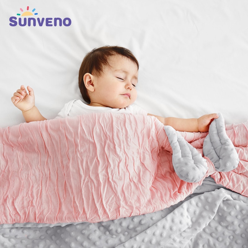 Sunveno Soft Baby Blanket Fleece Double Layer Dotted Backing Winter Newborn Bedding Set,Muslin Plush Quilt Crib Stroller Blanket,110x140cm ราคา 1,599 บาท*ส่งฟรี