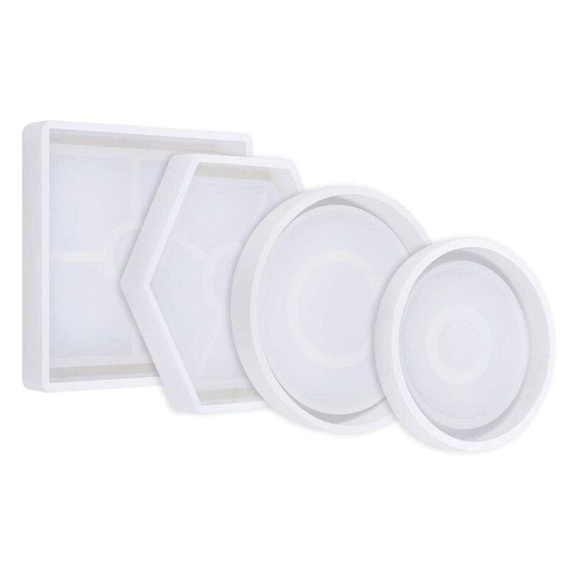 4/6Pcs Pha Lê Nhựa Epoxy Khuôn Hình Lục Giác Vòng Coaster Đúc Silicone Khuôn Handmade Tự Làm Thủ Công Đồ Trang Sức Làm Công Cụ