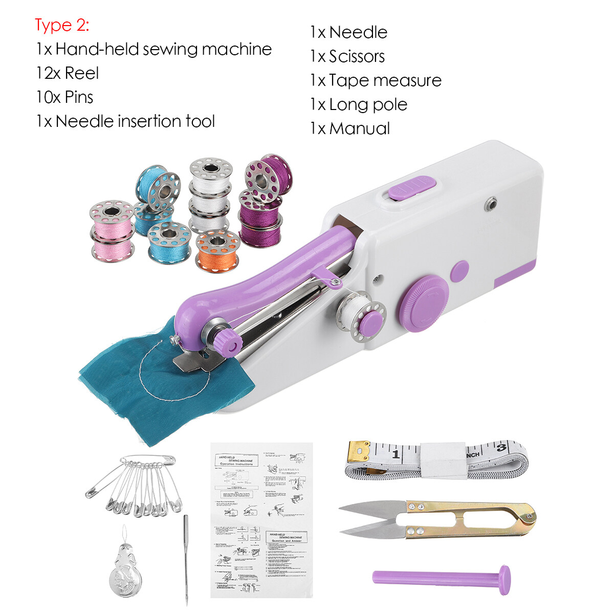 Generic Handheld Cordless Sewing Machines Kit Stitch Sew Needlework For