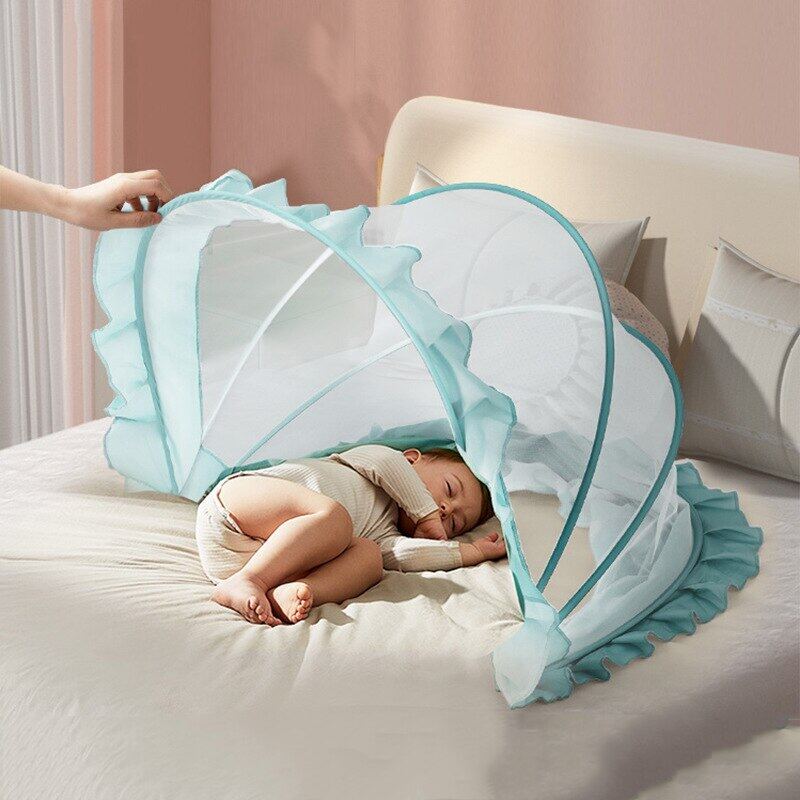 Gấp màn chống muỗi em bé xách tay Giường gấp cho bé sơ sinh Ding màn cũi