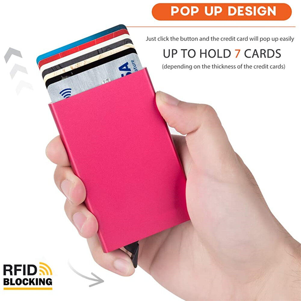 RFID Thông Minh Ví Chủ Thẻ Tín Dụng Slim Wallet Bảo Vệ Thẻ Bỏ Túi Phía Trước Pop Up Thiết Kế Nhôm