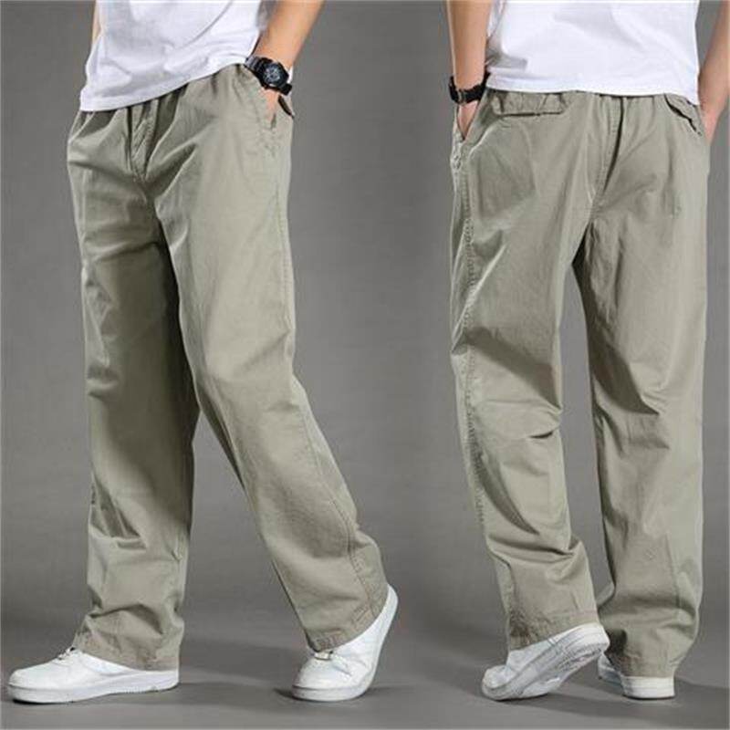 Korean wide-leg pants multi-pocket overalls summer plus size straight casual pants men's outdoor loose version sports pants