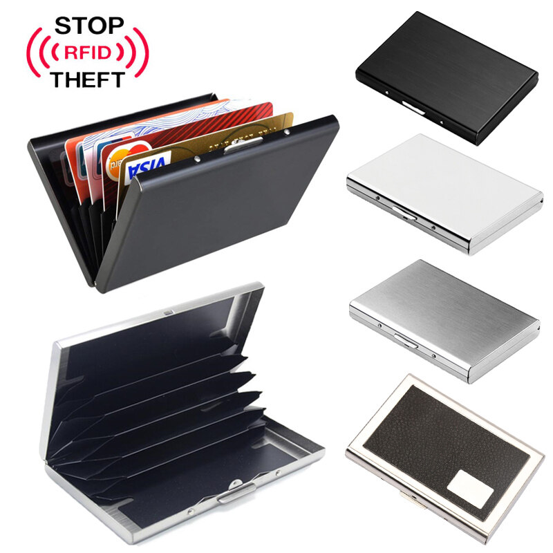 1pc Card Holder Men RFID Blocking Aluminum Metal Slim Wallet Money Bag Anti-scan Credit Card Holder Thin Case Small Male Purses