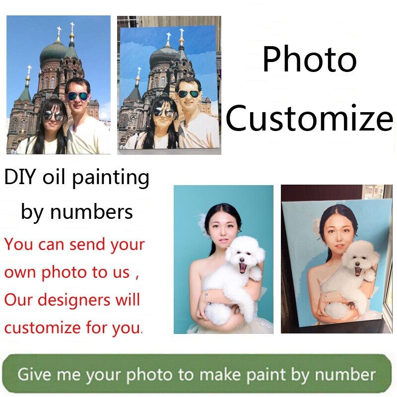 Photo custom make your own diy digital oil painting by numbers picture drawing on canvas portrait wedding family photos