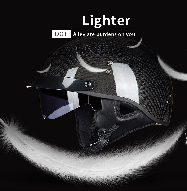 Generic GXT 510 DOT Motorcycle Half Face Carbon Fiber Open Face Vintage