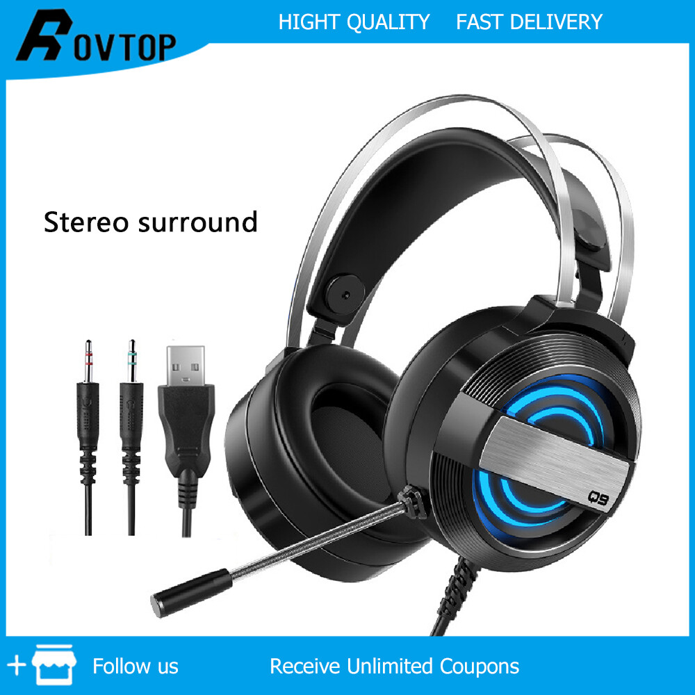 Tai Nghe Chơi Game Rovtop Tai Nghe Chơi Game Âm Trầm Ánh Sáng RGB Âm Thanh Vòm 7.1 Có Micro Dành Cho Máy Tính PC Dành Cho Game  Chuyên Nghiệp Xbox One