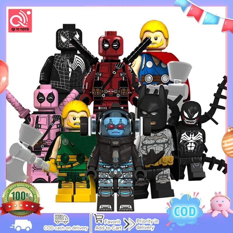 1 Day Send 2023New Pink Deadpool Minifigures Lego Venom Batman Blocks Toys