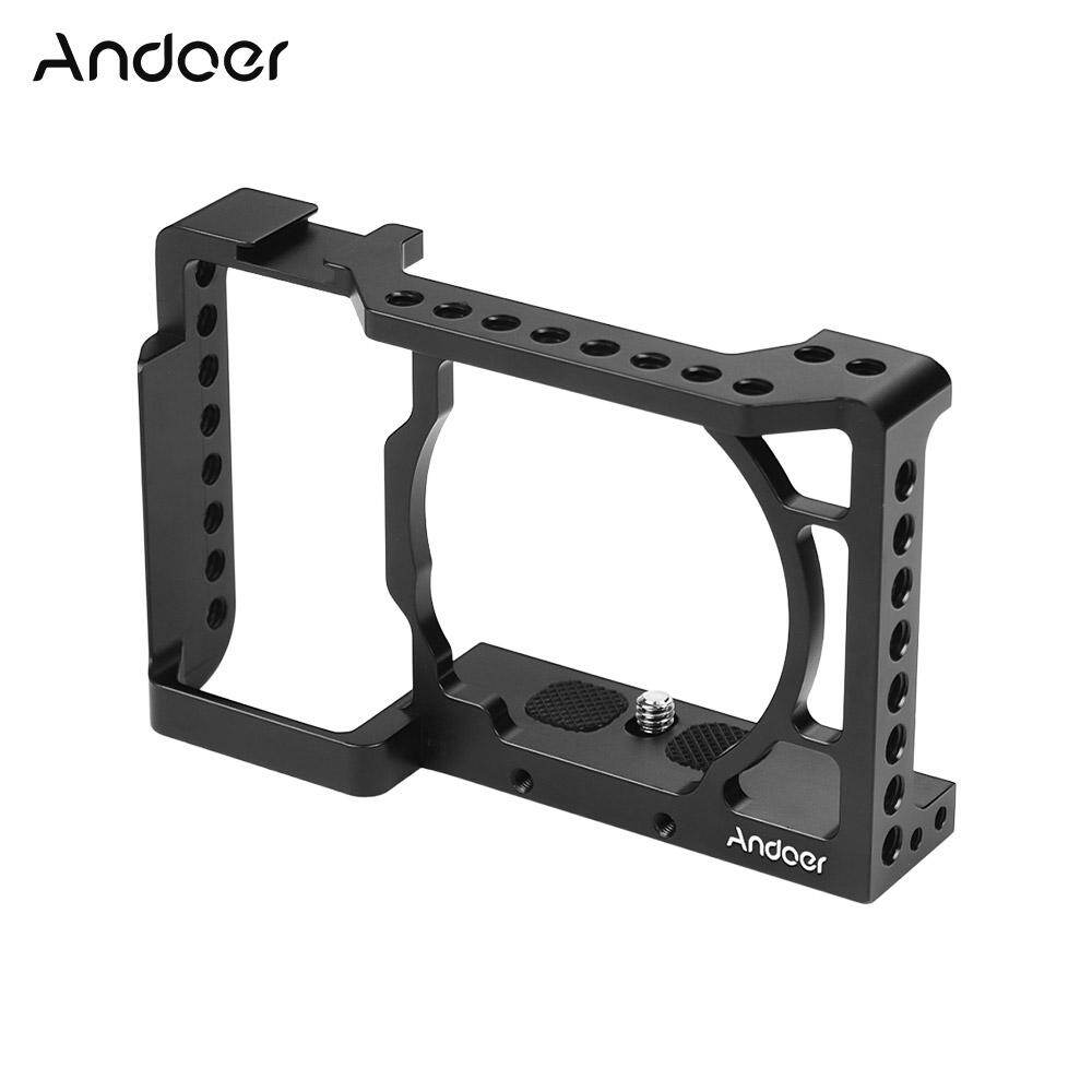 【Free Shipping】Andoer Camera Cage Video Film Movie Making Stabilizer Aluminum Alloy 1/4 In-ch Screw with Cold Shoe Mount for So-ny A6500/A6400/A6300/A6000 Camera