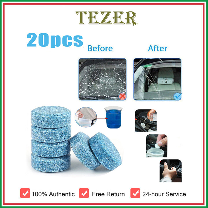 Tezeer 20 cái/gói xe rắn cleaner viên sủi máy tính bảng xe rắn gạt nước viên sủi tấm nồng độ máy tính bảng cửa sổ làm sạch viên sủi tablet kính chắn gió thủy tinh sạch hơn