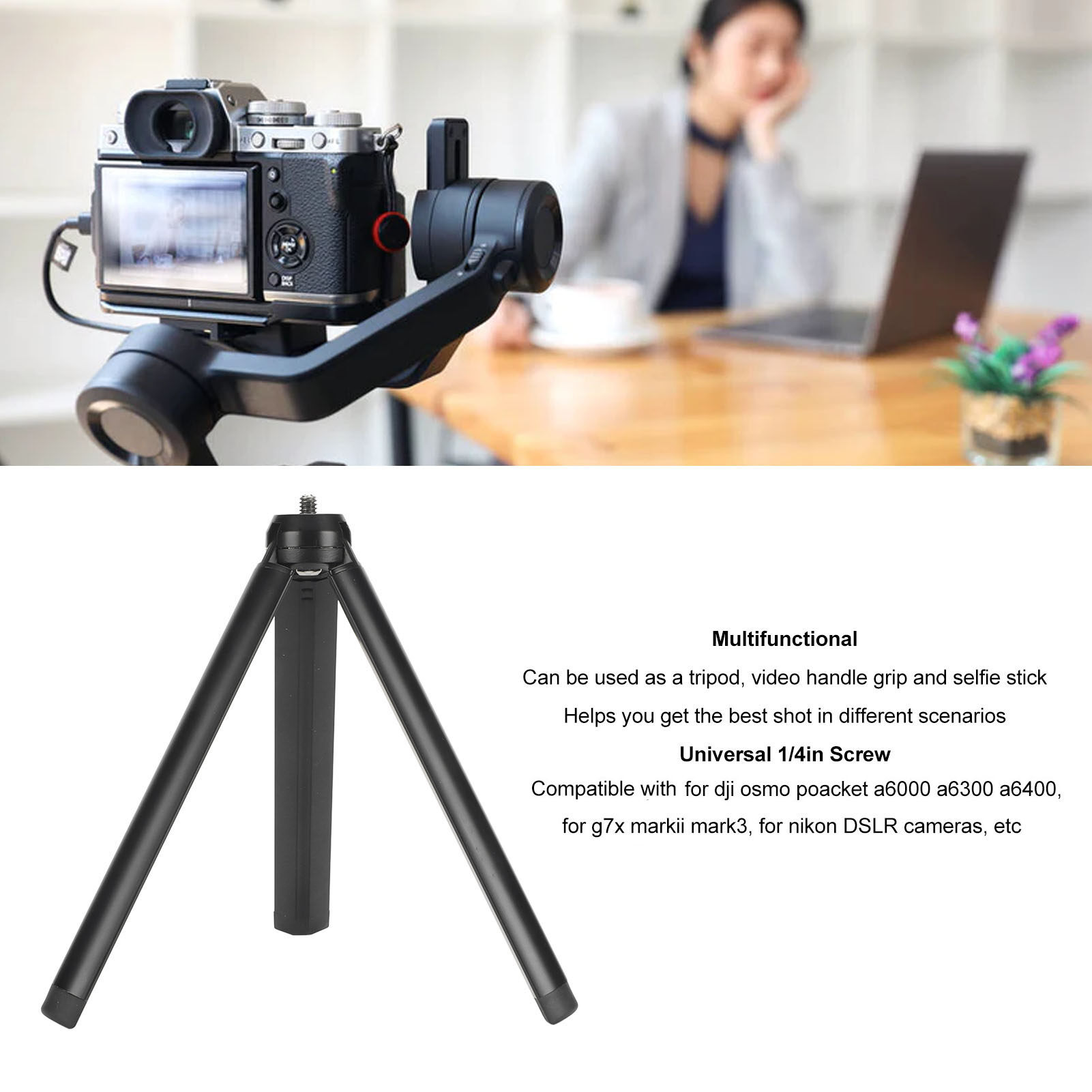 Máy ảnh Mini giá đỡ ba chân camera selfie dính Hợp Kim Nhôm 1 4in vít cho