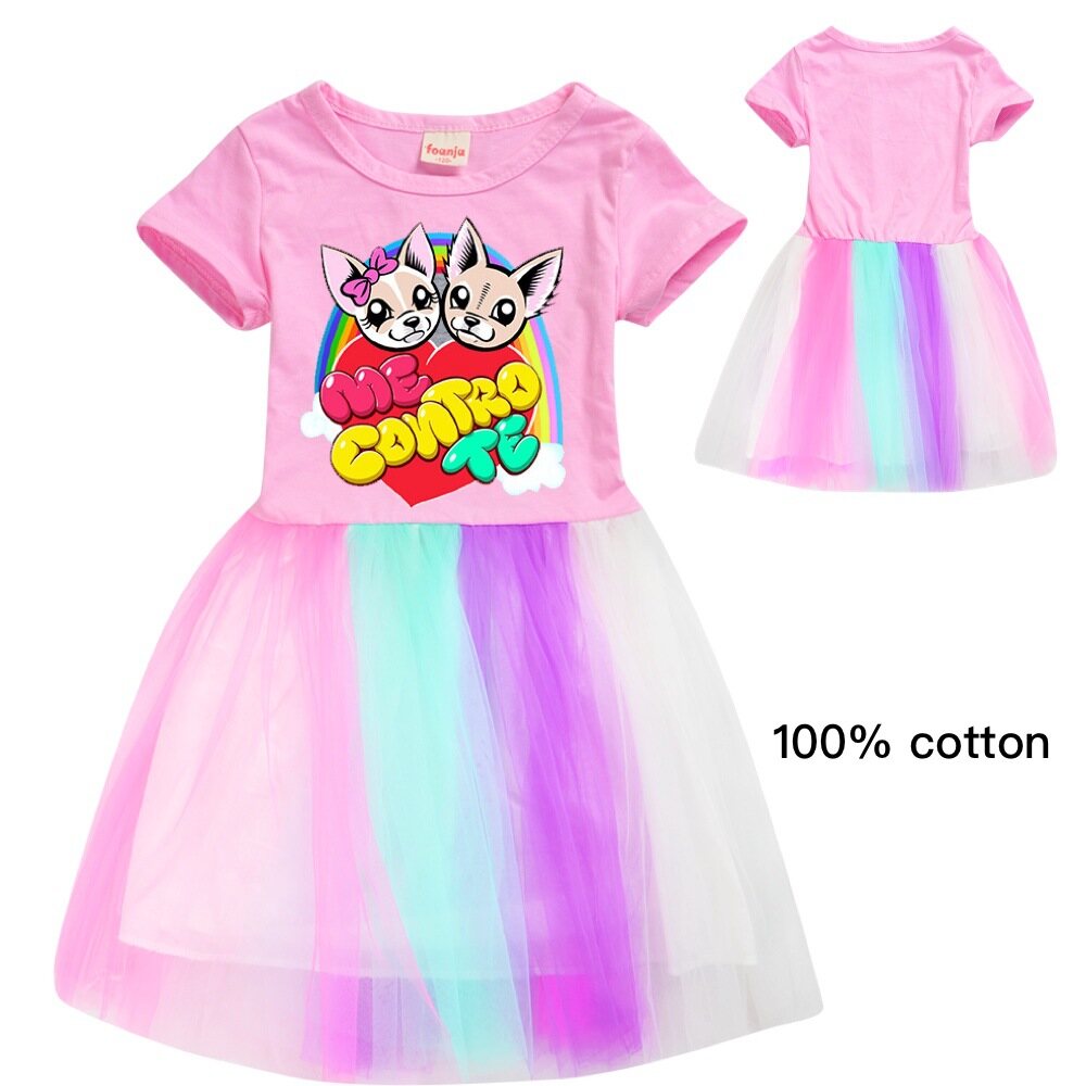 Me Contro Te Baby Girls Gauze A-Line Princess Dress Cotton Summer Short-sleeved Dress CH658 Summer Fashion Cute Tunic Party Birthday Dresses - 2