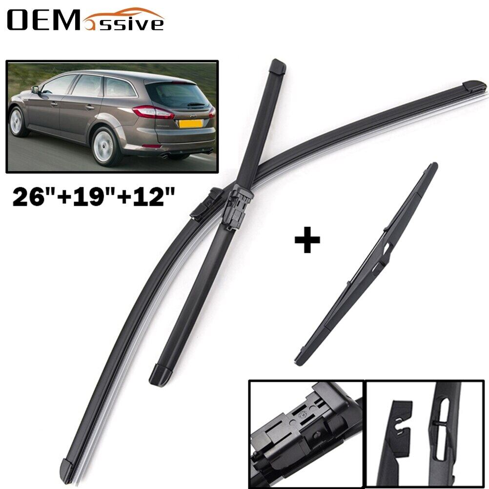 3 cái/Bộ phía trước phía sau Thanh gạt nước kính chắn gió kính che gió Blades Kit cho xe Ford Mondeo 4 bất động sản Wagon 2007 2008 2009 2010 2011 2012 2013