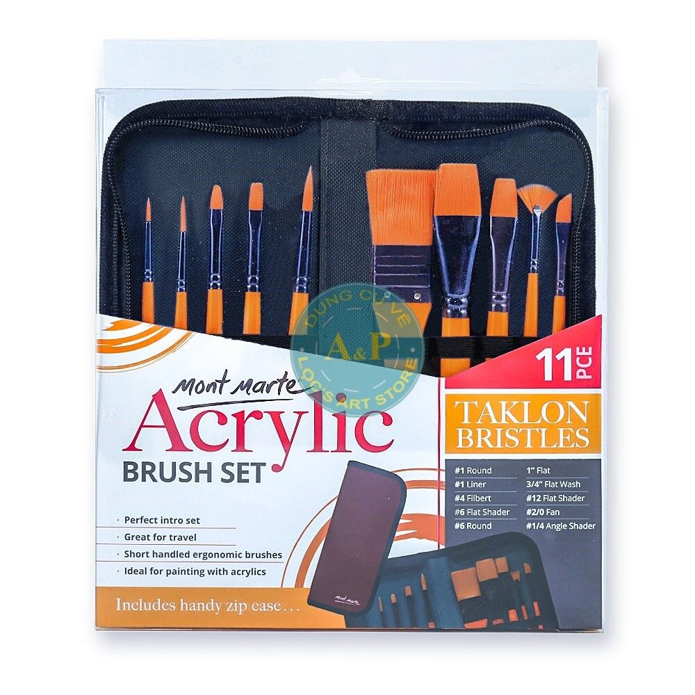 Bộ cọ vẽ mont marte bmhs0030 acrylic taklon brush
