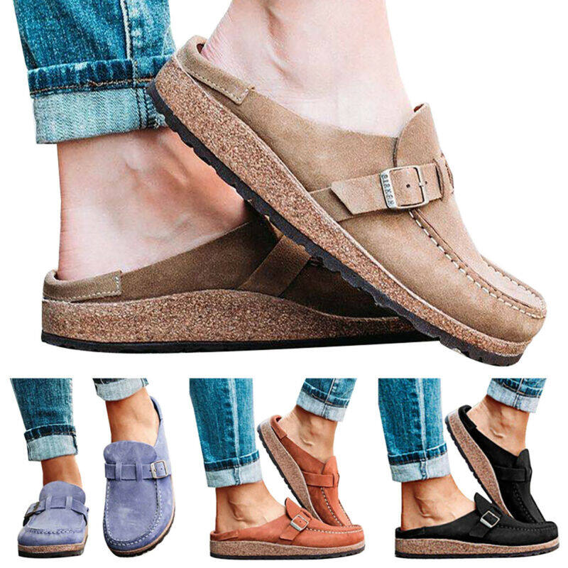 Kraiefs Giày Thể Thao Nữ Đế Bằng, Giày Lười Giày Sục Có Khóa, Giày Cao Gót Đi Bộ Mới