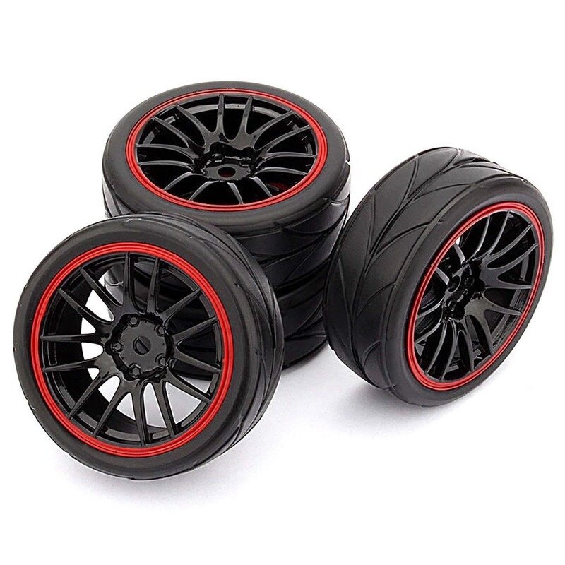 4 chiếc vành bánh xe trục 12mm & lốp cao su cho xe đua rc 1/10 trên đường