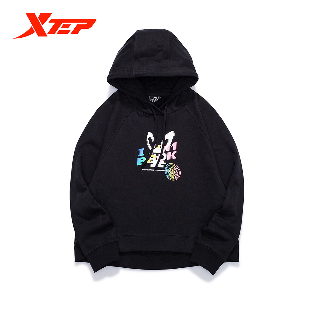 Xtep áo len nữ áo khoác thể thao nữ mùa thu mới áo chui đầu có mũ ngắn thường ngày 879328930073